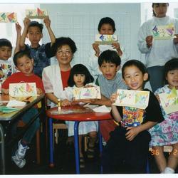 Photograph: Mary Tang origami workshop group photo, 1996